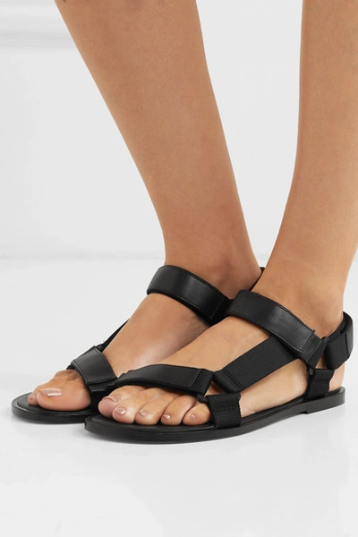 Shop Vince Parks Leather And Canvas Sandals In Black