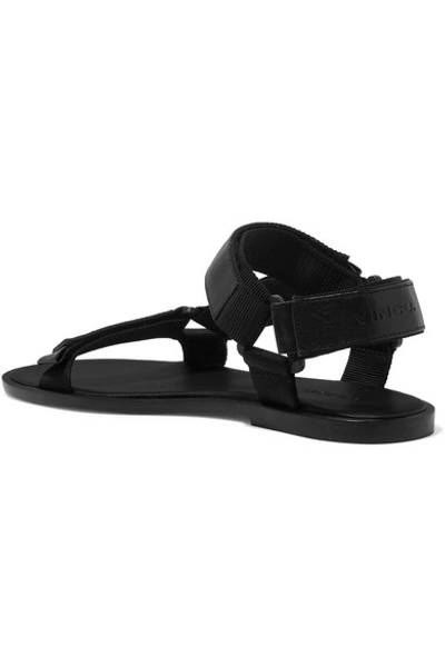 Shop Vince Parks Leather And Canvas Sandals In Black