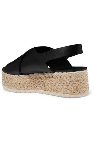 Shop Vince Jesson Leather Espadrille Platform Sandals In Black