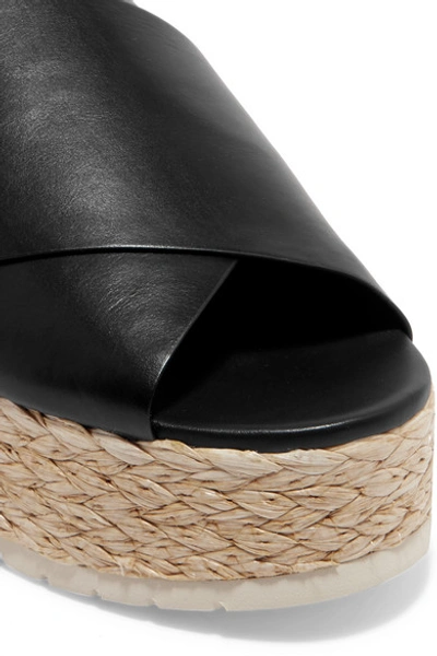 Shop Vince Jesson Leather Espadrille Platform Sandals In Black