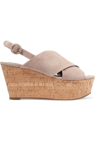 Shop Diane Von Furstenberg Juno Suede Slingback Wedge Sandals In Beige