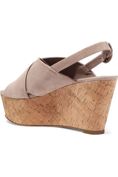 Shop Diane Von Furstenberg Juno Suede Slingback Wedge Sandals In Beige