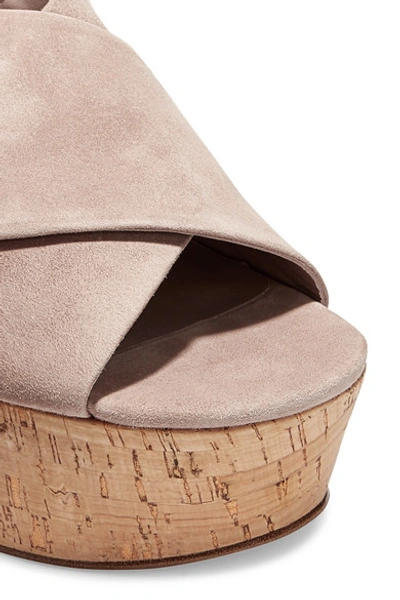 Shop Diane Von Furstenberg Juno Suede Slingback Wedge Sandals In Beige