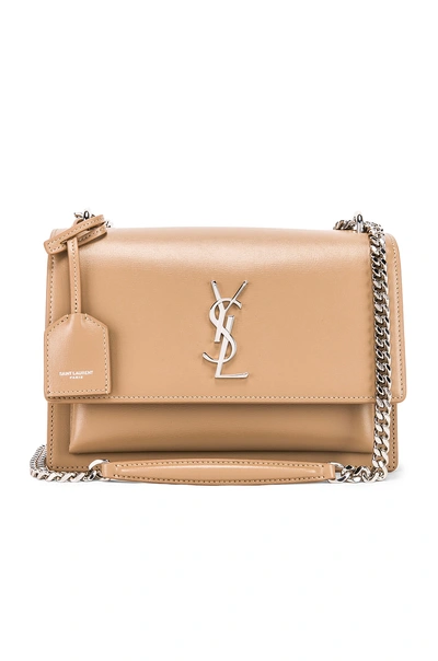 Shop Saint Laurent Medium Monogramme Sunset Chain Bag In Taupe Fonce