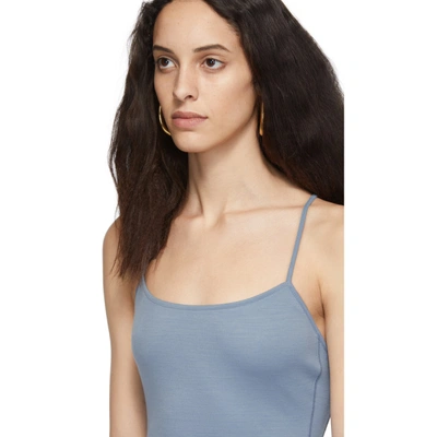 Shop Tibi Blue Wool Jersey Lightweight Cami Bodysuit In Denim Blue