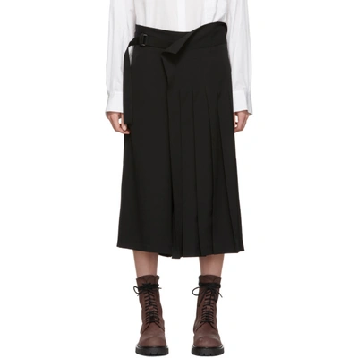 Shop Yohji Yamamoto Black Pleated Cropped Trousers In 2 Black