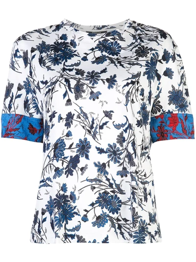 Shop Derek Lam Night Shade Floral Short Sleeve Tee - Blue