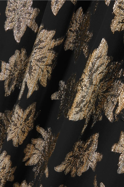 Shop Melissa Odabash Stone Wrap-effect Metallic Fil Coupé Chiffon Maxi Dress In Gold