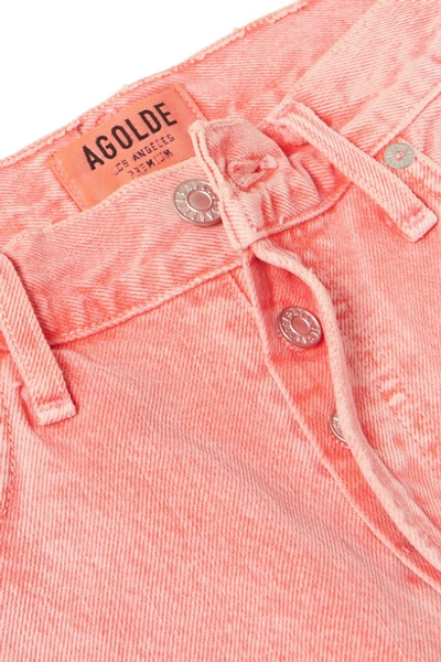 Shop Agolde Jamie Cropped High-rise Slim-leg Jeans In Peach