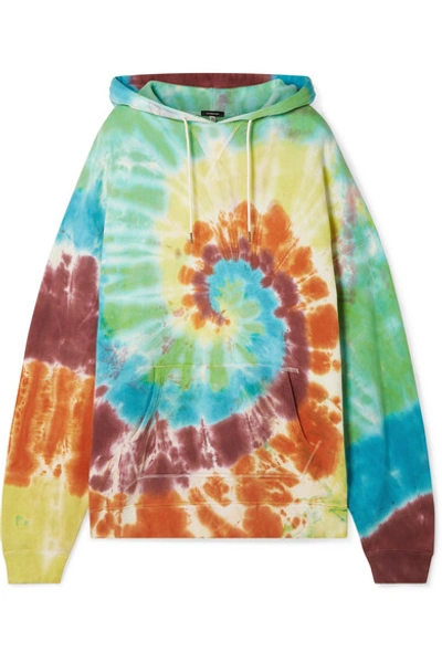 Shop R13 Oversized Tie-dyed Cotton-blend Jersey Hoodie In Orange