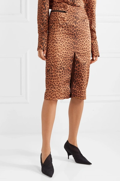 Shop Commission Fanny Leopard-print Satin-twill Skirt In Leopard Print
