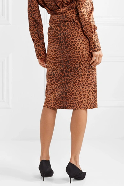 Shop Commission Fanny Leopard-print Satin-twill Skirt In Leopard Print
