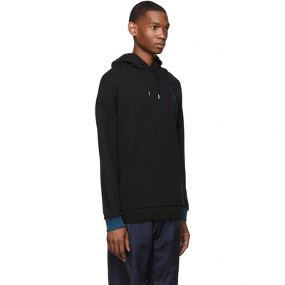 Shop Givenchy Black Vertical Logo Hoodie In 001 Black