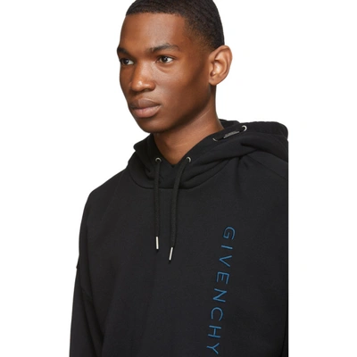 Shop Givenchy Black Vertical Logo Hoodie In 001 Black