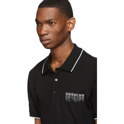 GIVENCHY 黑色亮片刺绣修身 POLO 衫