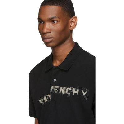 Shop Givenchy Black Oversized Graffiti Logo Polo
