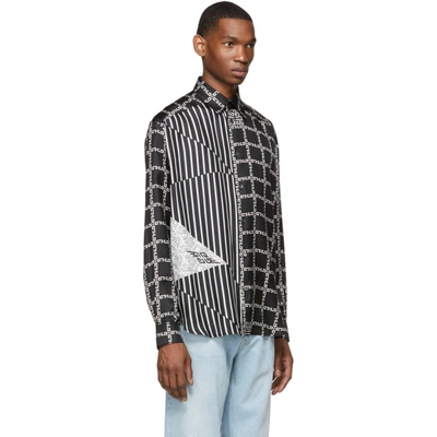 Shop Givenchy Black & White Silk Graphic Loose Fit Shirt