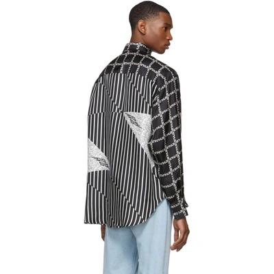 Shop Givenchy Black & White Silk Graphic Loose Fit Shirt
