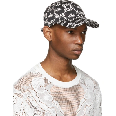 Shop Dolce & Gabbana Dolce And Gabbana Black And White Dg Crown Cap In Hny47 Black