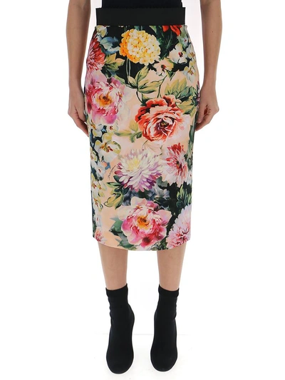 Shop Dolce & Gabbana Floral Pencil Skirt In Multi