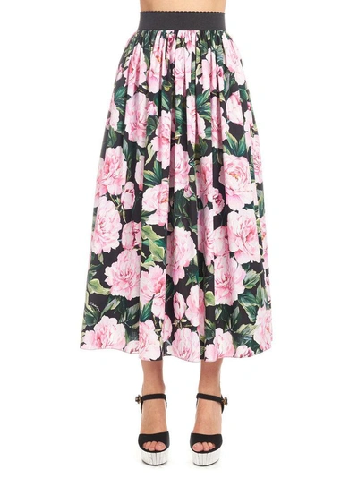 Shop Dolce & Gabbana Floral Print Skirt In Multi