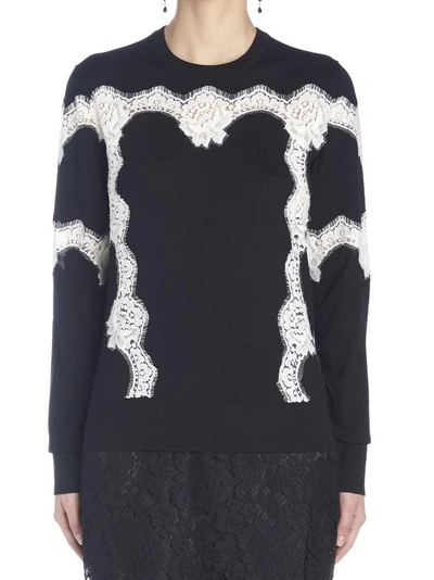 Shop Dolce & Gabbana Lace Detail Knit In Black