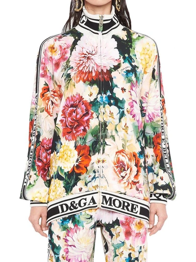 Shop Dolce & Gabbana Zip Front Sweatshirt In Multicolor