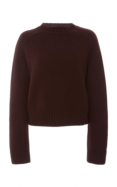 Shop Vince Shrunken Intarsia-knit Cashmere Sweater In Purple