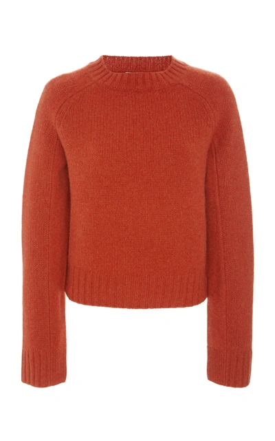 Shop Vince Shrunken Intarsia-knit Cashmere Sweater In Orange