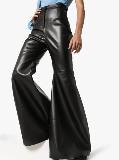 Shop Aleksandre Akhalkatsishvili High-waisted Flared Leather Trousers In Black