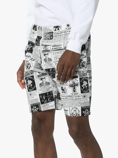 Shop Ashley Williams Tropic Magazine Print Cotton Shorts In White/black