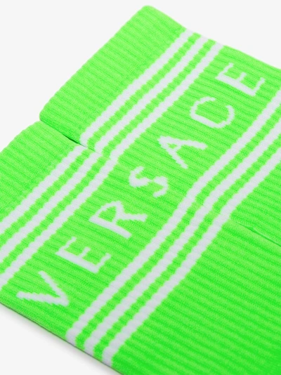 Shop Versace Logo Intarsia Socks In Green