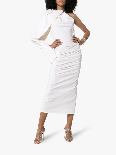 Shop Aleksandre Akhalkatsishvili Chain Halterneck Midi Dress In White