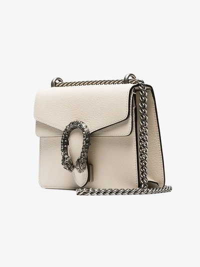 Shop Gucci Cream Dionysus Mini Leather Bag In Neutrals