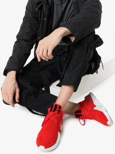 Shop Y-3 Red Kaiwa Striped Low Top Sneakers