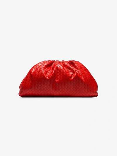 Shop Bottega Veneta Red Woven Leather Clutch Bag In 113 - Red