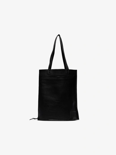 Shop Yohji Yamamoto Black Leather Tote Bag