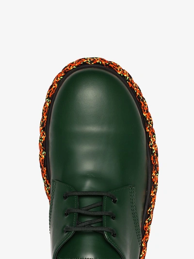 Shop Balenciaga Green Laced Sole Lace-up Leather Derby Shoes