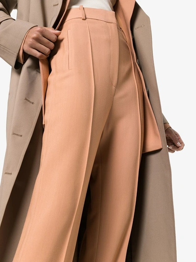 Shop Khaite Carla Straight Leg Twill Trousers In Brown