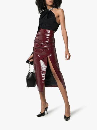 Shop Aleksandre Akhalkatsishvili Gathered High Waist Pencil Skirt In Red