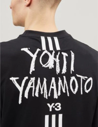 Shop Y-3 Signature-print Cotton-jersey T-shirt In Black