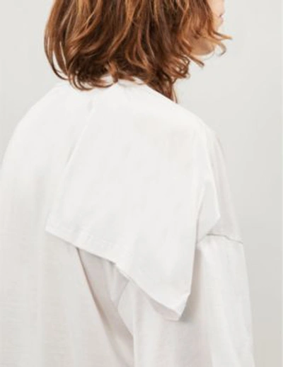 Shop Raf Simons Deconstructed-sleeve Cotton-jersey T-shirt In Light Grey