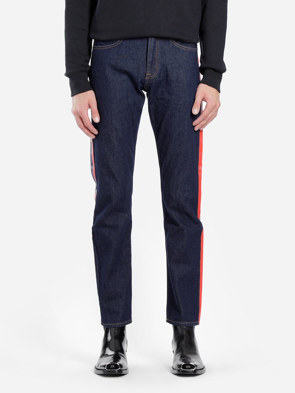 calvin klein red stripe jeans