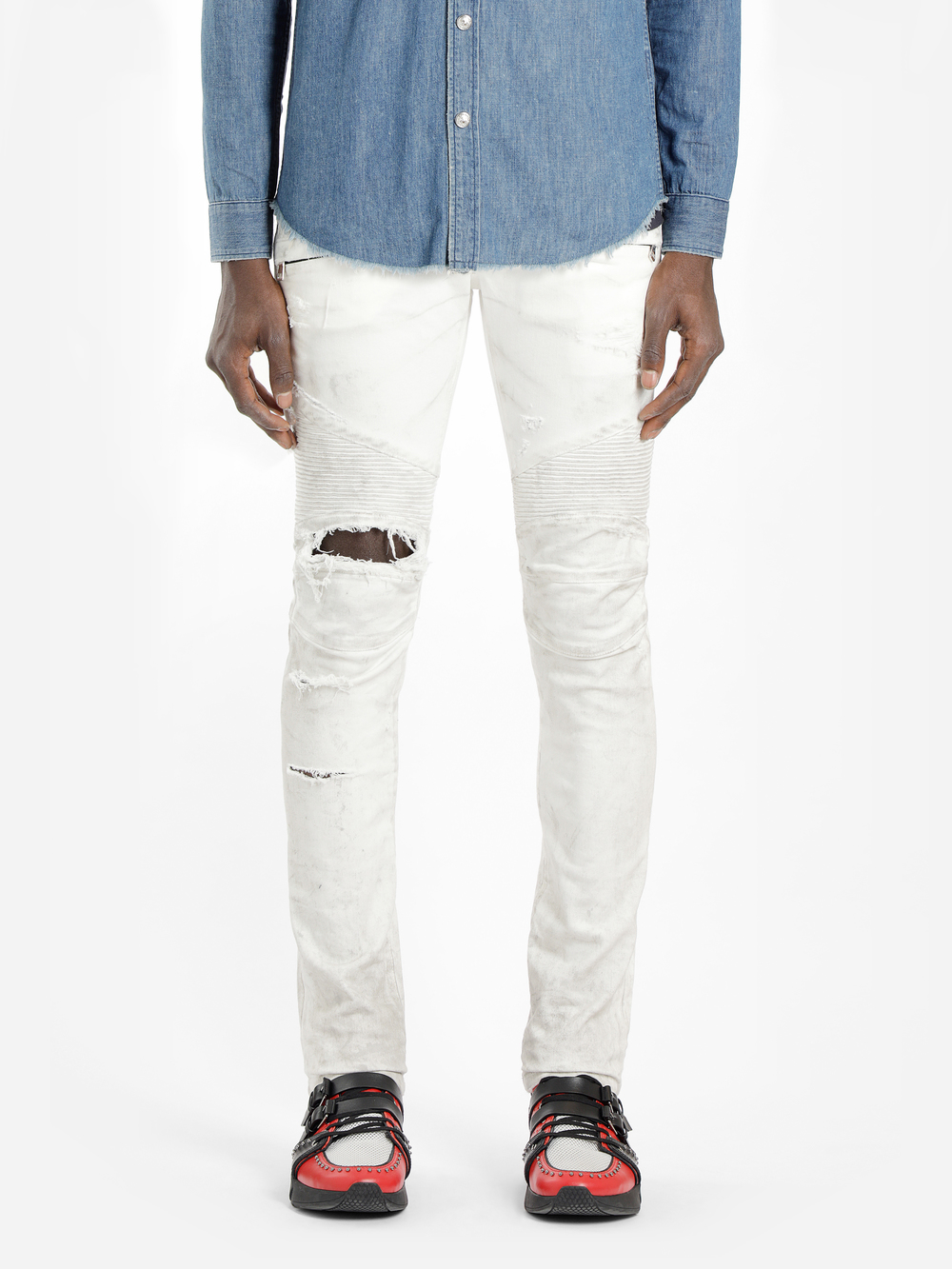 all white balmain jeans