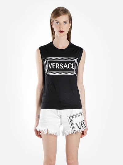 Shop Versace Tank Tops In Black & White
