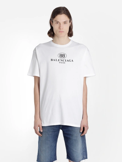 Balenciaga Mode Logo Cotton Jersey T-shirt In White | ModeSens