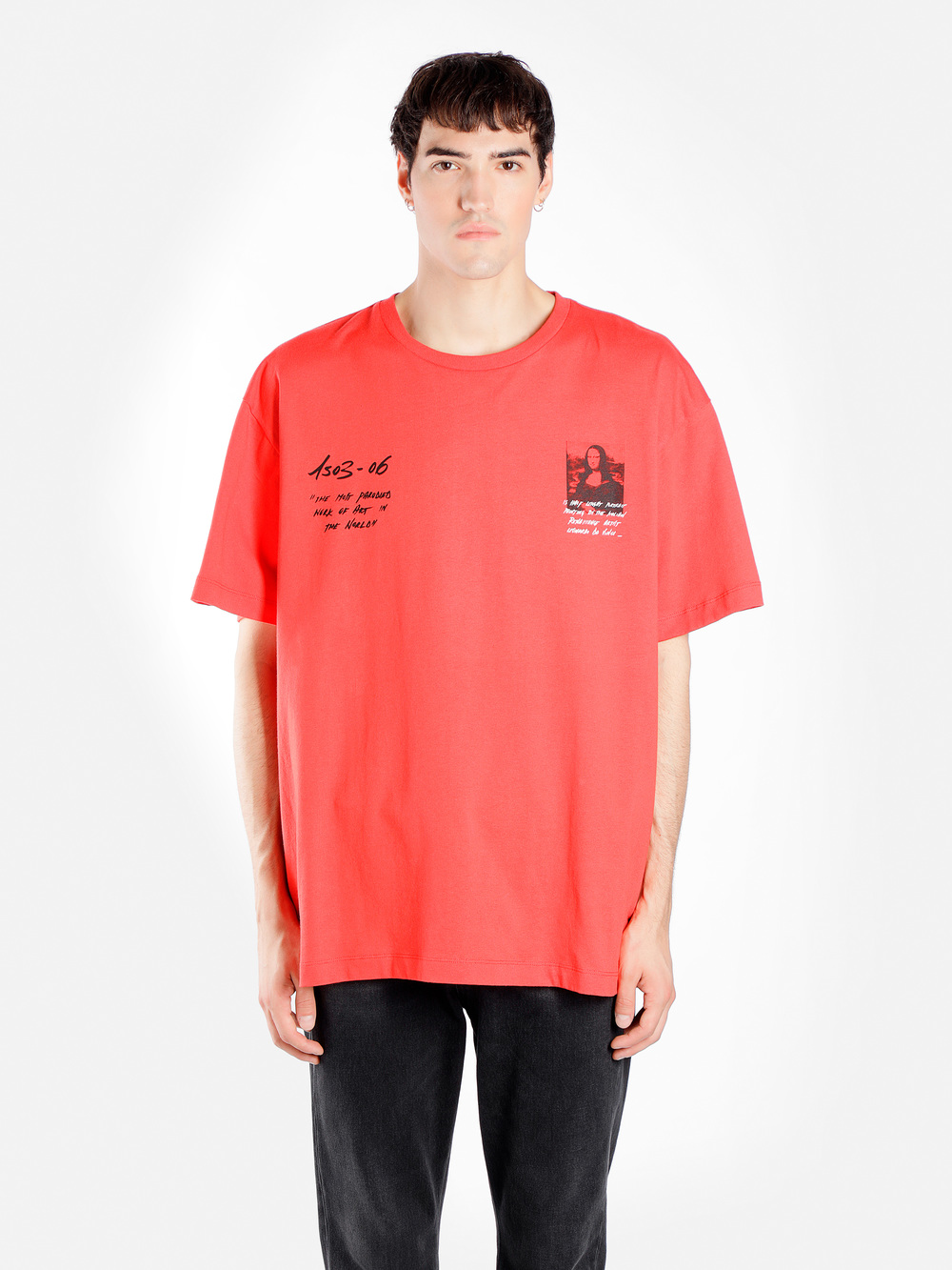 off white mona lisa red t shirt