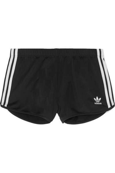 Shop Adidas Originals Striped Satin-jersey Shorts In Black