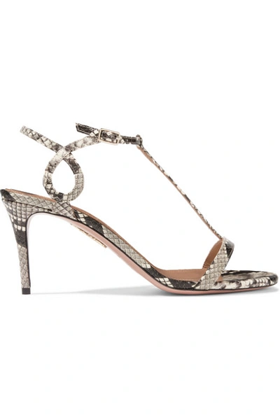 Shop Aquazzura Almost Bare 75 Watersnake Sandals In Snake Print
