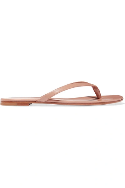 Shop Gianvito Rossi Leather Flip Flops In Taupe